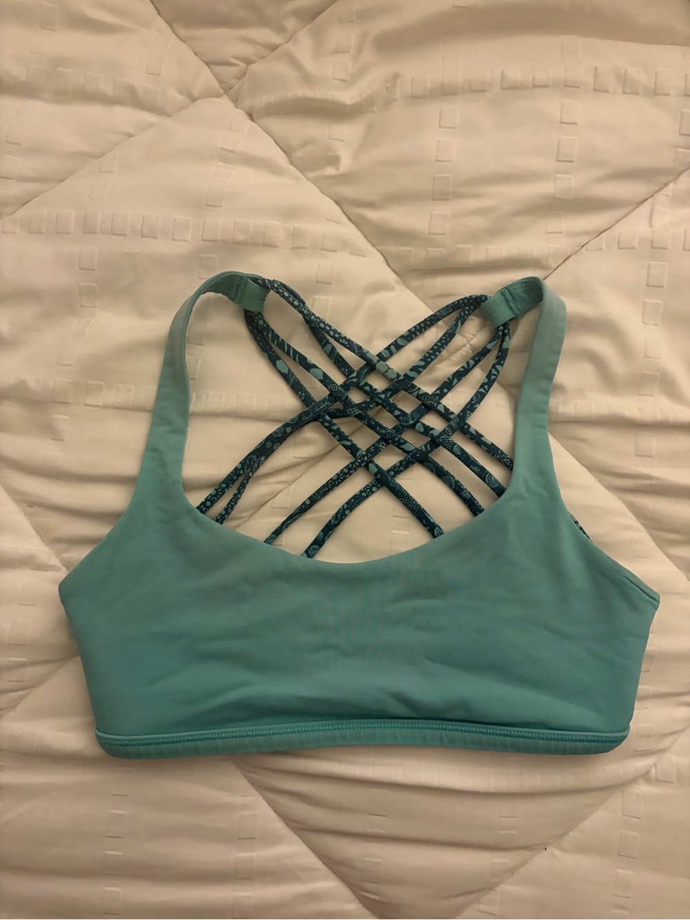 lululemon athletica Light Teal Strappy-Back Sports Bra